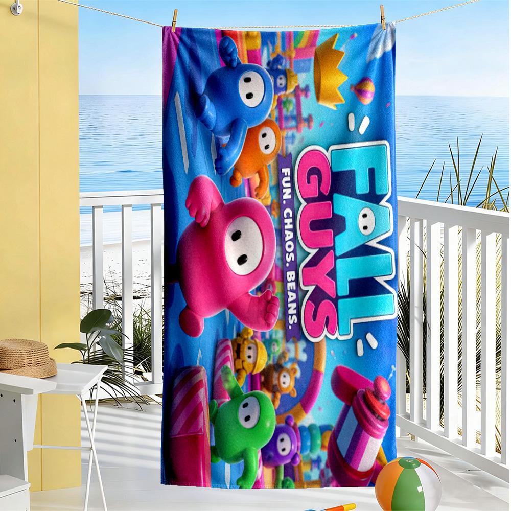 Fall Guys Adventure Beach Towel Quick-Dry Soft Microfiber Comfortable Lightweight Perfect for Traveling Yoga Camping and Swimming