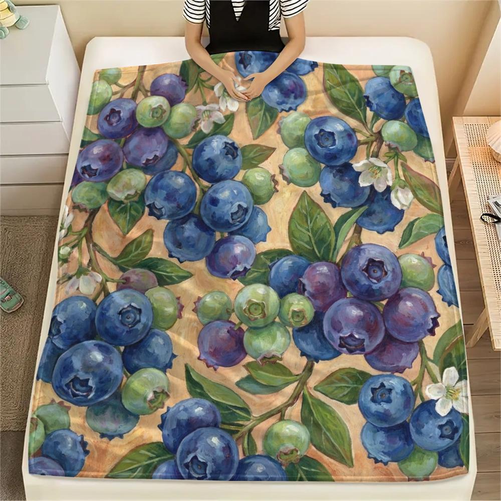 

1PC Retro Floral And Fruit Art Print Flannel Blanket, High quality All Seasons, Home Decor, Warmth and Comfort, Perfect for Christmas Gifts 80cm x 120cm