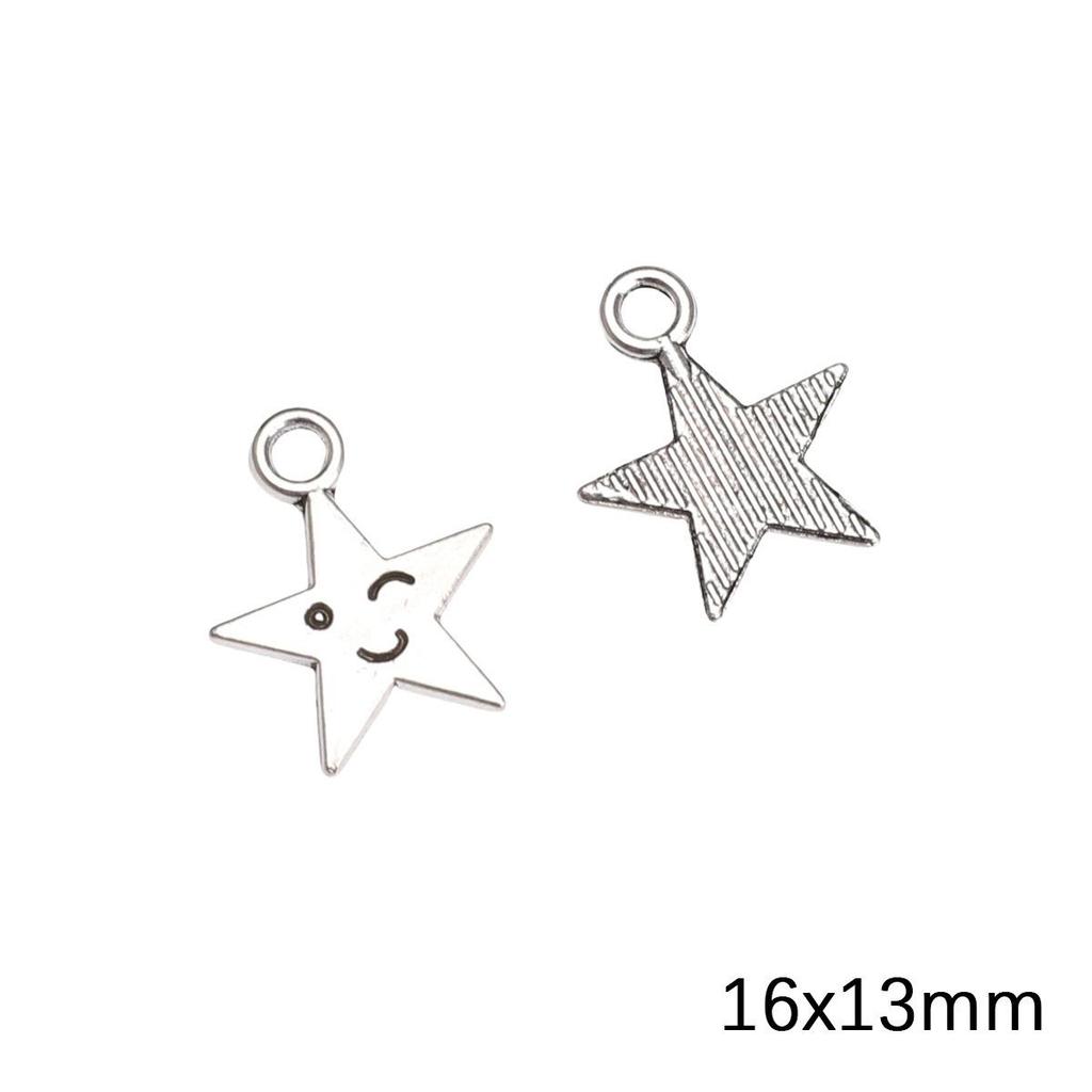 Antique Silver Moon Pentagram Pendant for DIY Jewelry Making