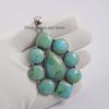 Genuine Turquoise Pendant, Arizona Turquoise Cluster Pendant, 925 Sterling Silver Pendant, Birthday Pendant, Multi Stone Pendant