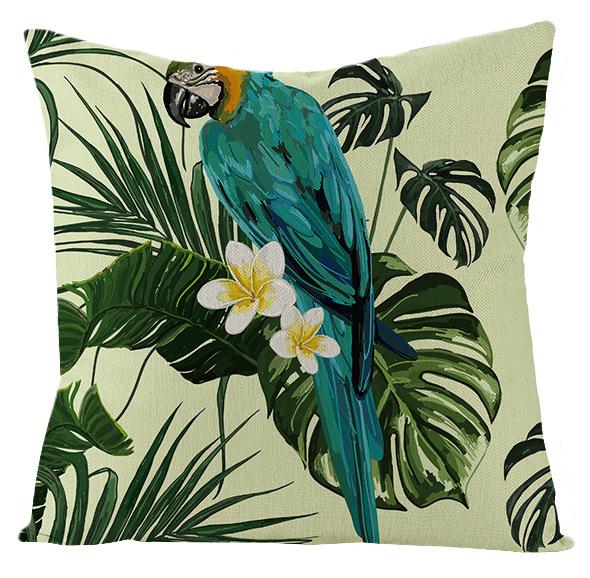 New Outdoor Waterproof Linen Pillow Case Tropical Green Leaf Cushion Cover