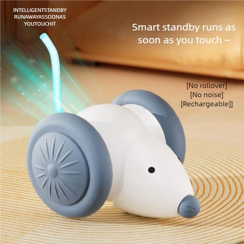 

Electric Mouse Car Interactive Cat Toy Automatic Teaser Intelligent Obstacle Avoidance Rechargeable Funny Pet Playtime белый
