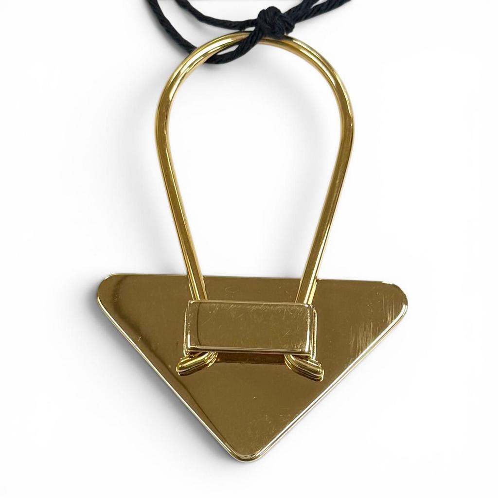Excellent PRADA Key Ring Triangle Logo Plate Keyring Pink Women 1PS063 Used