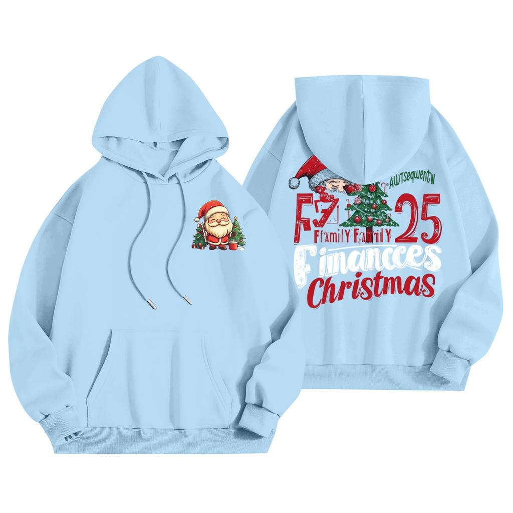 Women's Casual Long Sleeve Pullover Christmas Printed Hooded Sweatshirt With Pockets