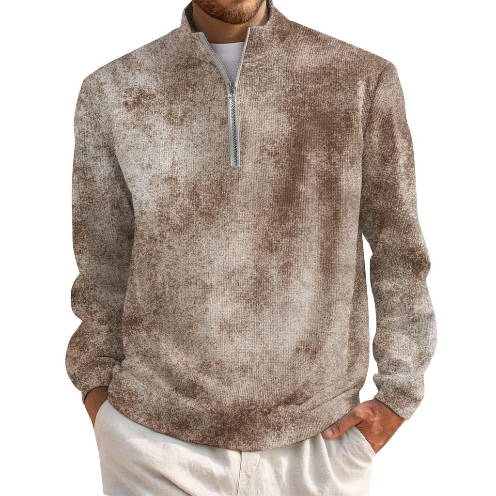 Men's Short Zip Pullover Turtleneck Long Sleeve Top