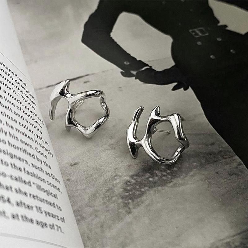 1 Pair Irregular Liquid Earrings For Women Hip-Hop Punk Fashion Delicate Metal Earring Clip Minimalist Jewelry Accessories Gift