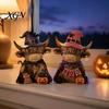Halloween Table Decorations 2 Pcs Highland Cow Figurines, Boo Pumpkin Ghost Statue with Decorative Figurines Witch Hat, Wooden Scottish Ornament