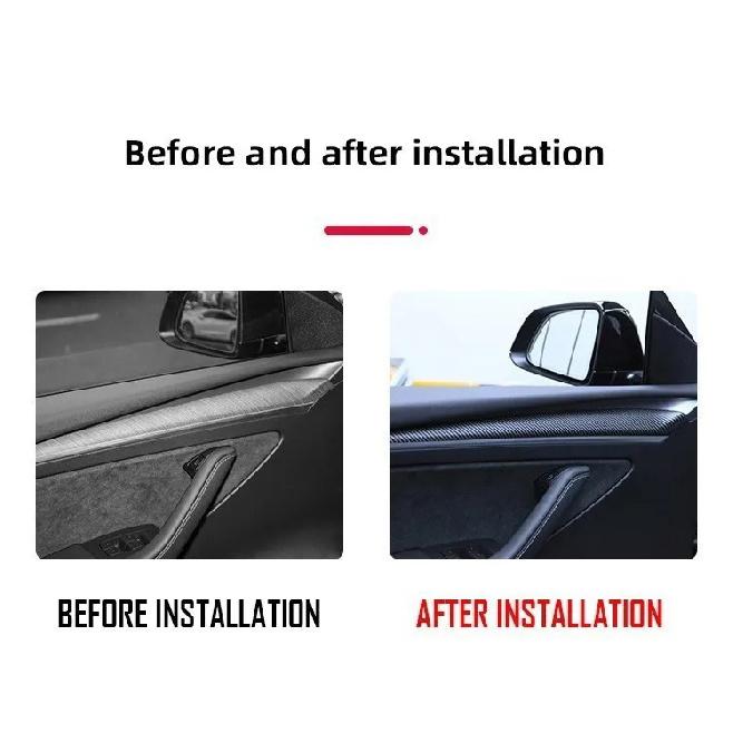 Door Dash Trim Panel For Tesla Model 3 Y Car Dashboard Cover Carbon Fibre ABS Interior Accessories Sticker 2021-2024 New