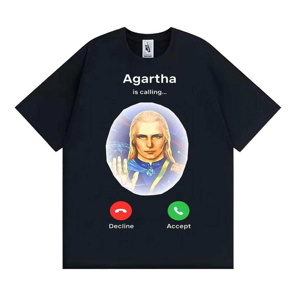 Agartha The Land Down Under Meme Grafik T-Shirts Herren Damen Hip Hop Gothic T-Shirt Komfort Oversized Rundhals T-Shirt Streetwear