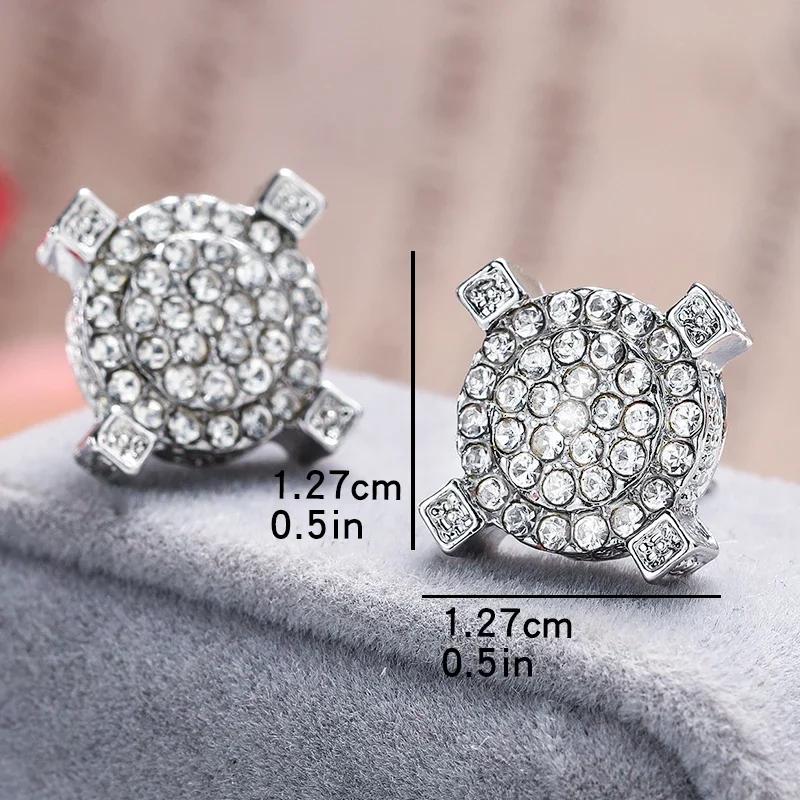 Mode Goldfarbe Iced Out Quadrat Bling Ohrstecker Herren Hip Hop Luxus Strass Geometrie Ohrringe für Damen Party Zirkon