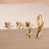 4PCS Fashion Star Moon Stainless Steel Zircon Stud Earrings Set For Women 114K Gold Plated Earring Classic Huggie Daily Jewelry