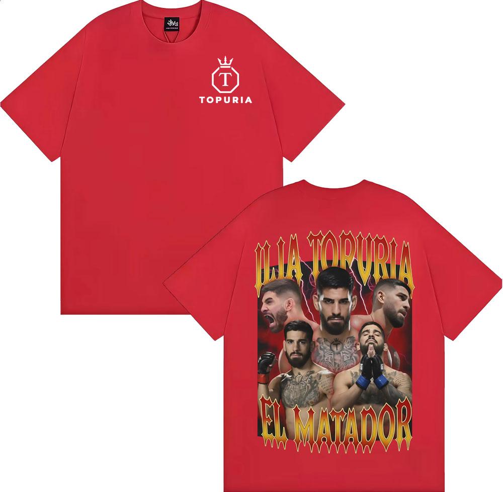 El Matador Ilia Topuria Vintage T-shirts for Men Women High Quality 100% Cotton T Shirt Summer Tops Oversized T-shirt Streetwear S
