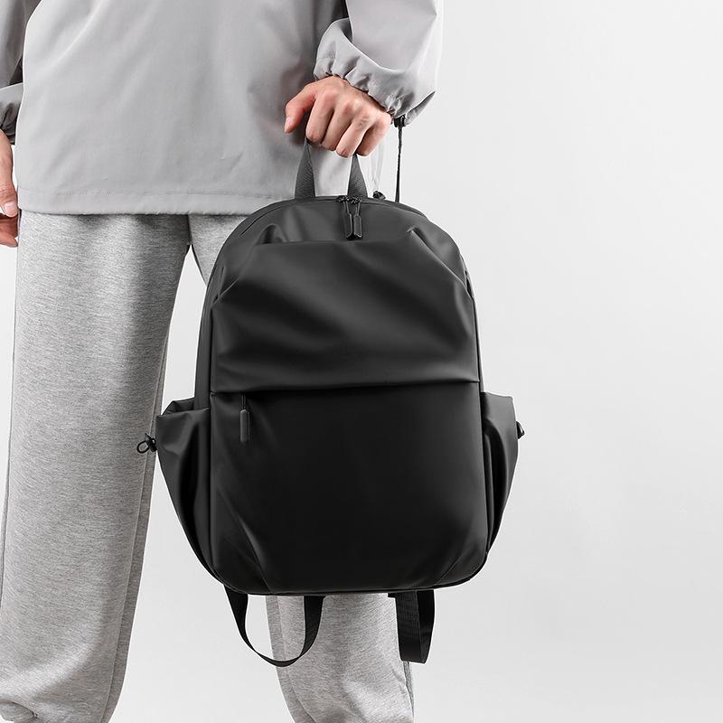 Schoolbag Solid Color Simple Fashion Backpack Waterproof Wear-resistant Outdoor Travel Backpack Large Capacity Commuter Computer Bag