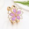 Colorful Drip Oil Flower Bracelet & Ring Set with Double Layer Petal Design for Women