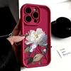 White Peony with Blue Accents Soft TPU Phone Case for iPhone 16 15 14 13 12 11 Pro Max Plus Shockproof Anti-Slip Cover