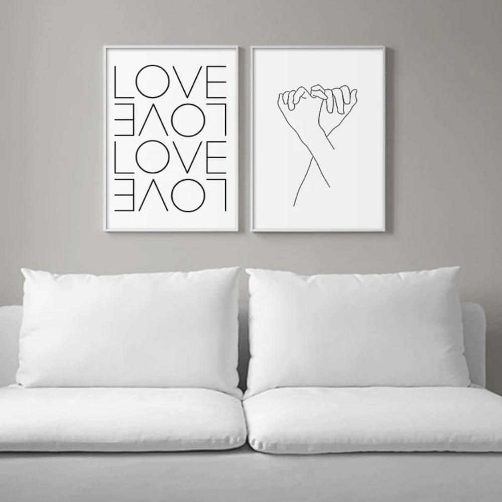 Scandinavian Style Love Poster Black and White Canvas Painting Cactus Wall Pictures For Living Room Nordic Decoration Home Art