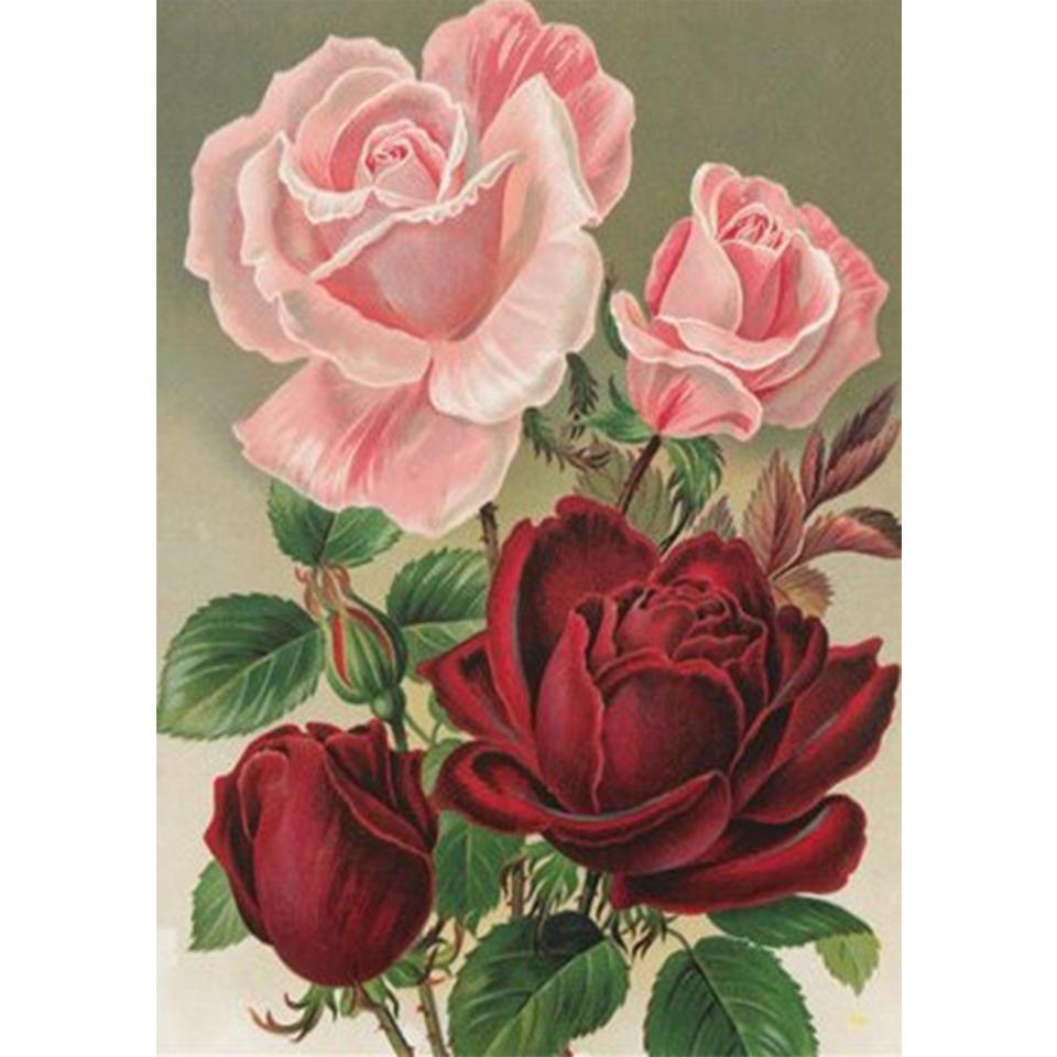 5D DIY Diamond Painting Flower Vase Rhinestone Rose Full Round Diamond Embroidery Cross Stitch Kit Mosaic Art Picture Gift