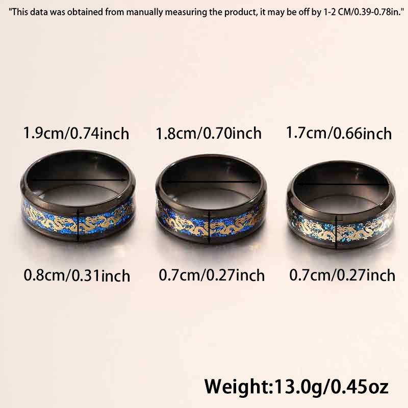 Stainless Steel Dragon-patterned Men's Ring, Retro Chinese Dragon Calligraphy Closed-loop Finger Ring Accessory