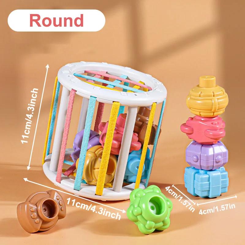 Baby Montessori Formbausteine Sortierspiel Säuglings Sinneslernspielzeug Bunte Stapel- und Ziehspiele für Kleinkinder Früherziehung