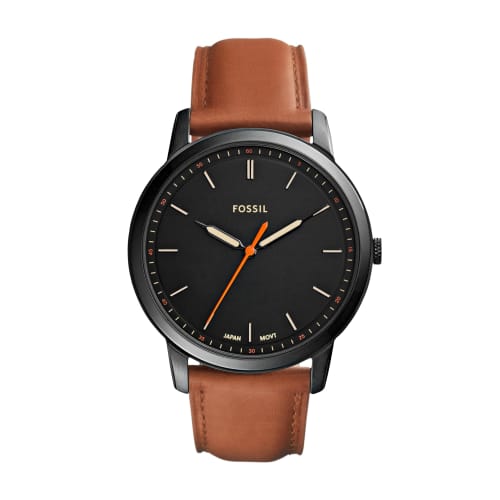 Fossil Men's Minimalist Black Leather Japanese Quartz Fashion Watch FS 5305