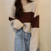 Spring and Autumn New Cropped Knitted Top Women's Sweater Loose Versatility Casual Design Sense Niche Long-sleeved T-shirt