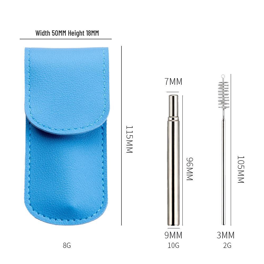 304 Stainless Steel Foldable Telescopic Straw with Brush - Outdoor Gift Tableware