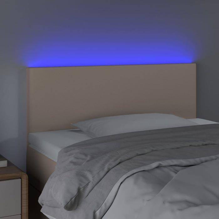 VidaXL Tête de Lit à LED Meuble de Chambre à Coucher Accessoire de Lit Simple Tête de Cadre de Lit Intérieur Cappuccino 3121409