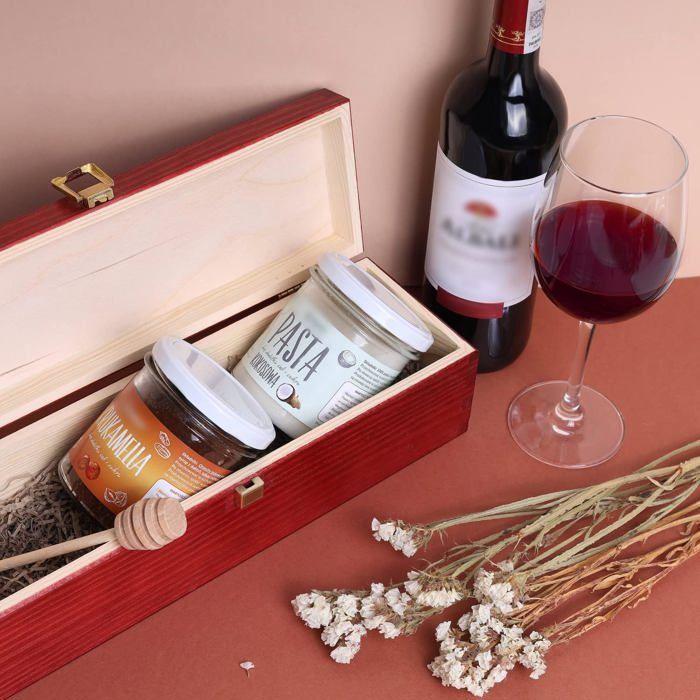 Boîte à vin en bois massif Creative Deco - Bourgogne - 1 bouteille - 36 x 11 x 9.8 cm