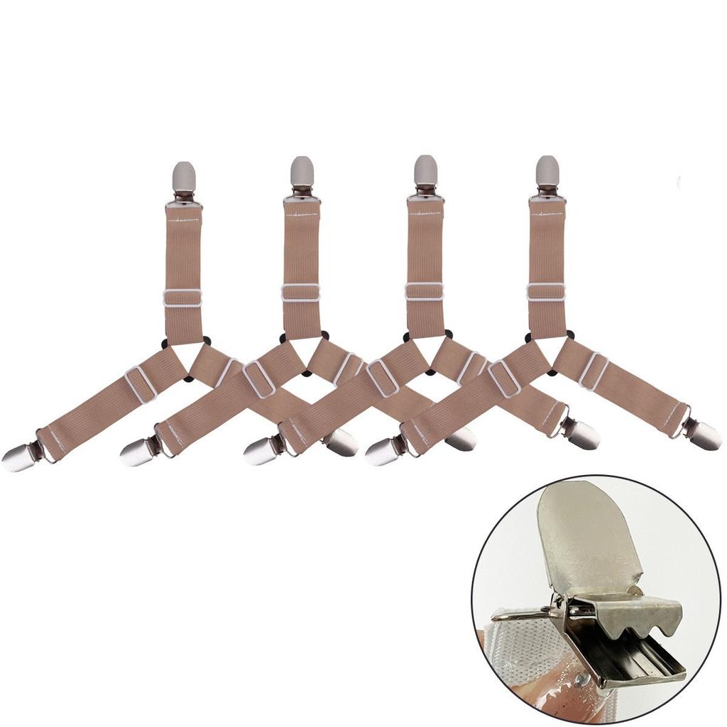 4PCS/Set Sheet Straps Bed Suspenders Adjustable Fitted Sheet Corner Holder Elastic Fasteners Clips