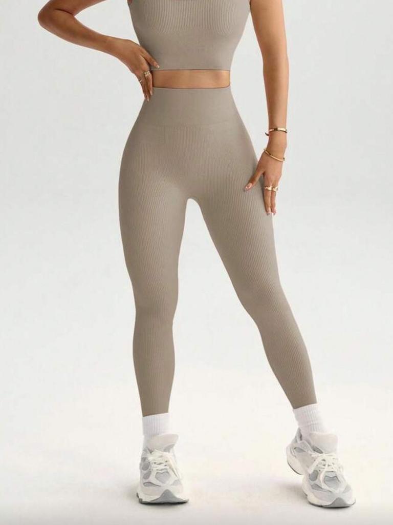 Modern Multi-color High-Waist Ribbed Yoga Pants: Elastic, Slimming, Quick-Dry, Skin-Friendly Sports Base Layer