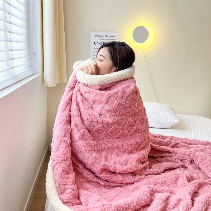 Lamb fleece blanket winter thickened nap office shawl air conditioner fleece blanket coral fleece sofa blanket 70X100cm Thickened Tafu Plush Blanket