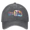Colorful YouTubed Logo Denim Baseball Cap American Video Hiking Fishing Hip Hop Hats Summer Female Male SunProof Baseball Caps