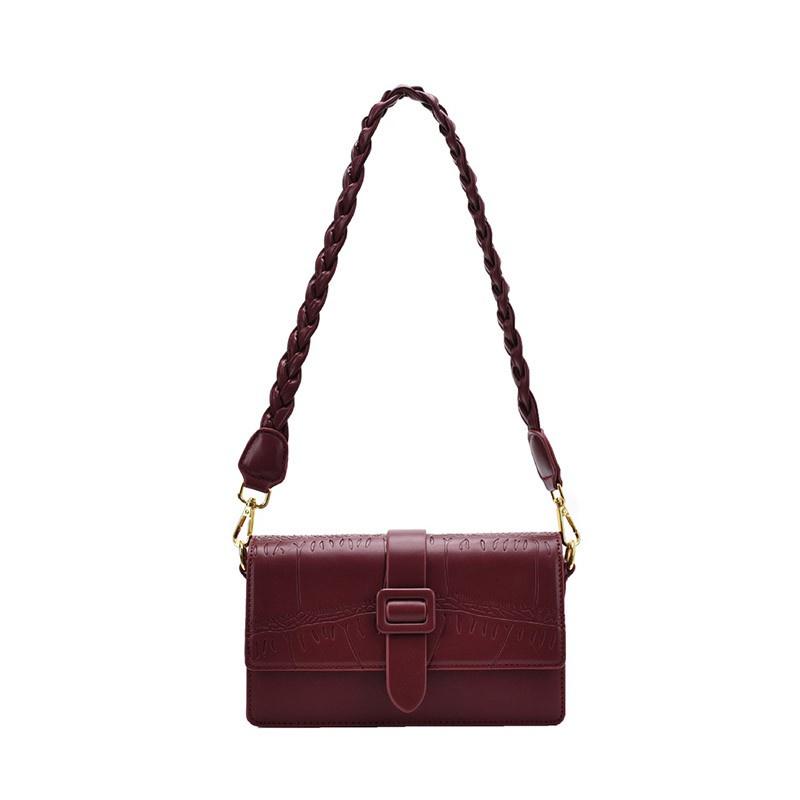 IELGY fashion texture underarm bag belt buckle casual all-match twist shoulder strap Small bag trendy fashion texture solid color