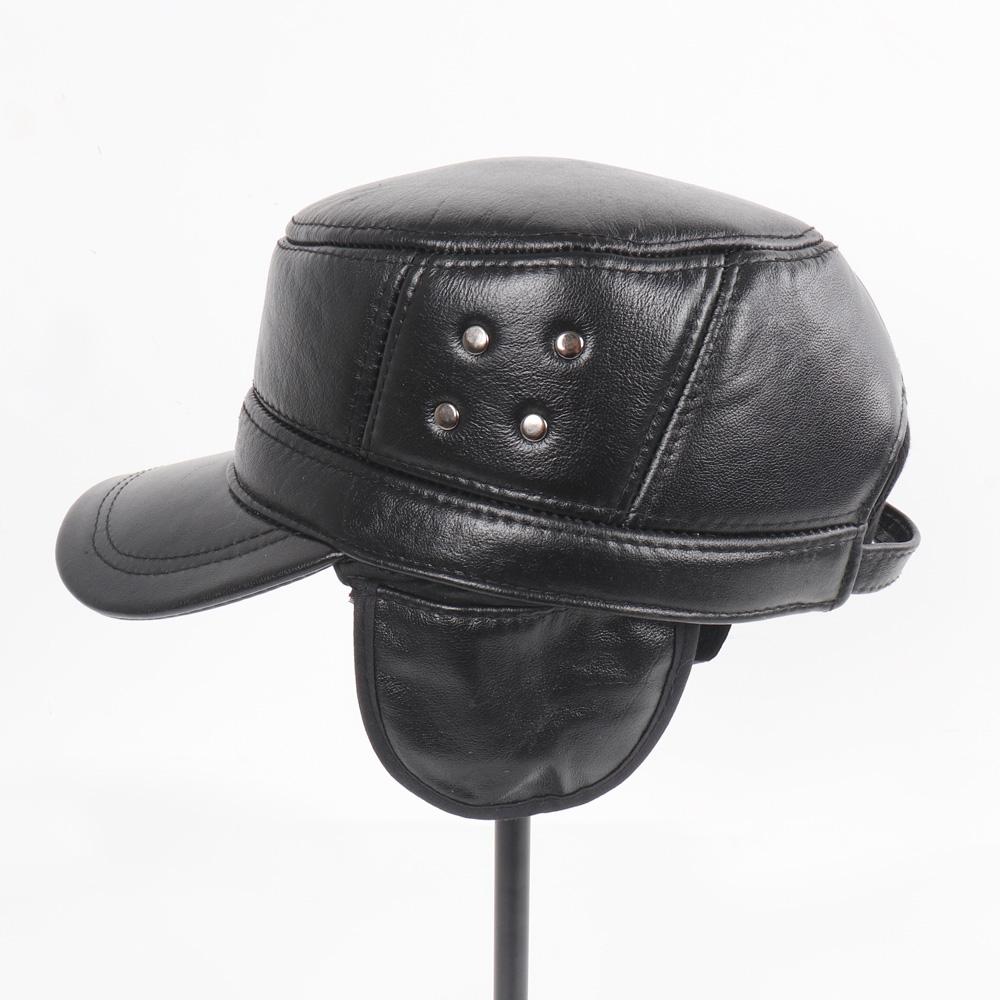 Male Genuine Cowhide Lerther Hats Men Autumn Winter Real Cowhide Lerther Hat Outdoor Keep Warm Natural Cow Leather Cap