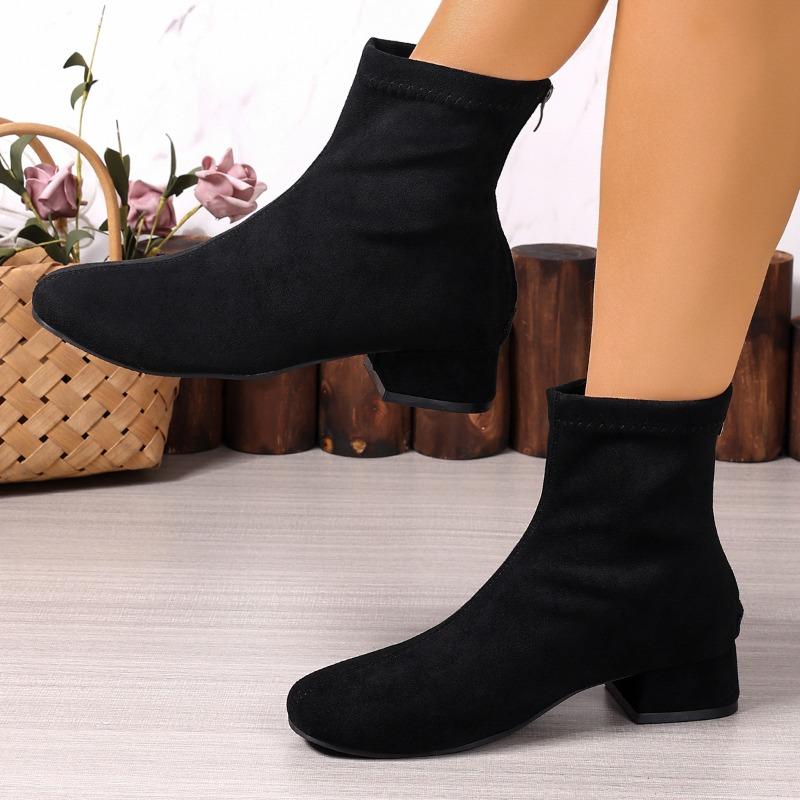 Women Ankle Short Boots Suede Chunky Fashion Mid Heels Shoes  Winter Pumps New Trend Casual Cozy Woman Chelsea Botas Mujer