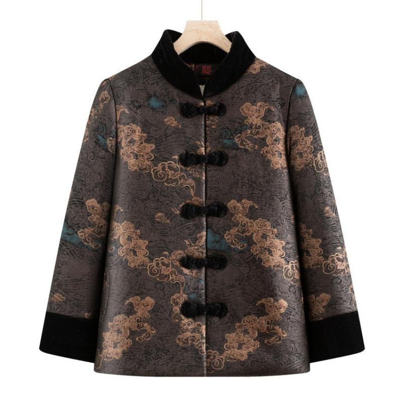 

Fleece grandma cotton-padded clothes, age 0 middle-aged mother warm coat fashionable old lady cotton-padded clothes winter models 5XL (recommended 150-82.5 kg) кофейный