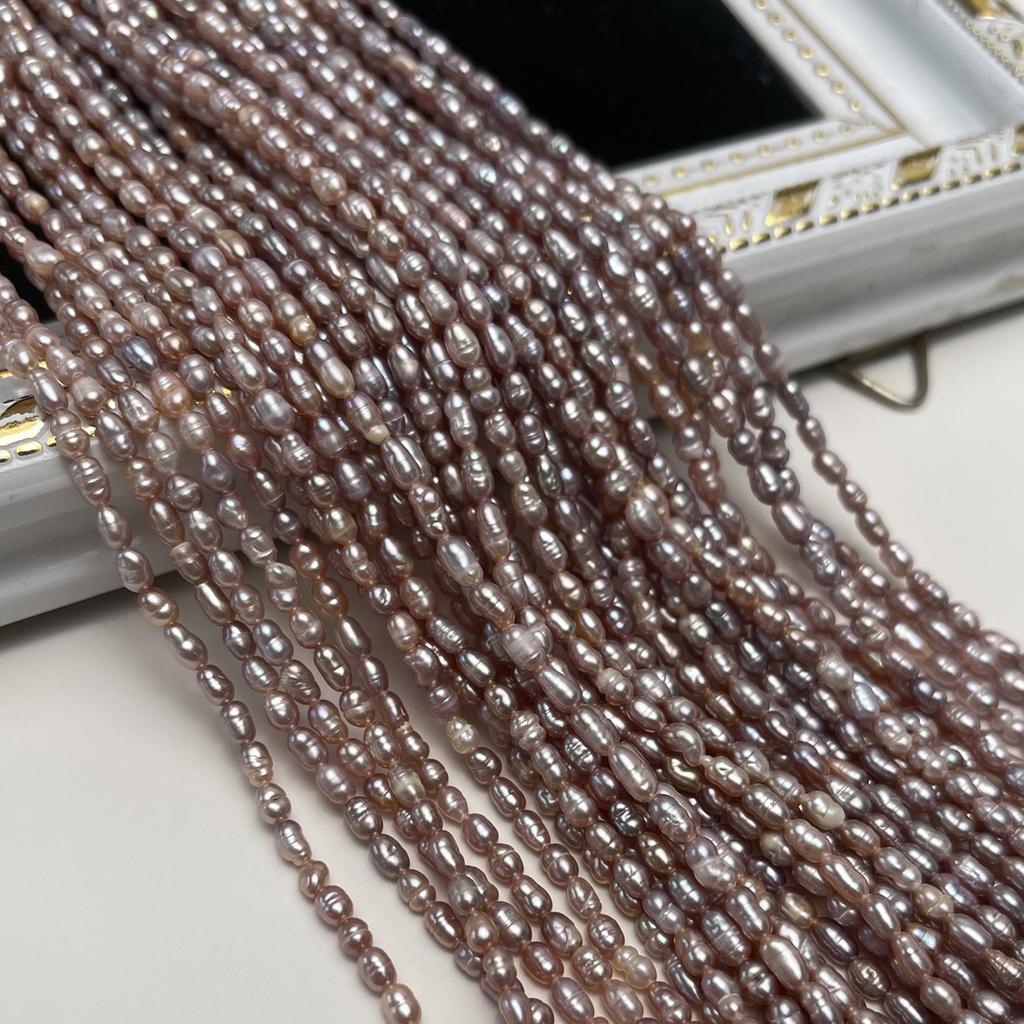 1String, Purple Natural Freshwater Pearls, Handmade Rice Pearl Beads for Jewelry Making DIY Necklaces, Bracelets Crafts (Beads 2.8-3.2mm, Length 36cm)
