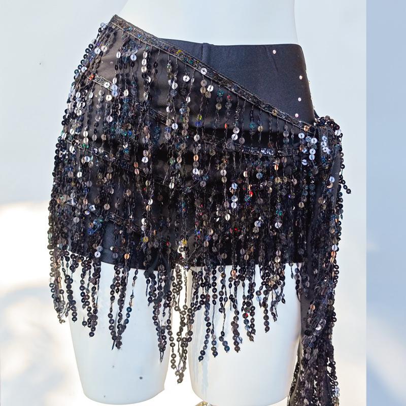 Belly Dancing Hip Scarf For Women Sequin Colorful Belly Dance Hip Scarf Party Belt India Waist Chains Tassels Skirt Gifts