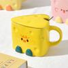 Cheese Cheese Mug Girls High-value Cup with Lid and Spoon Ceramic Cute Birthday Gift Creative Water Cup