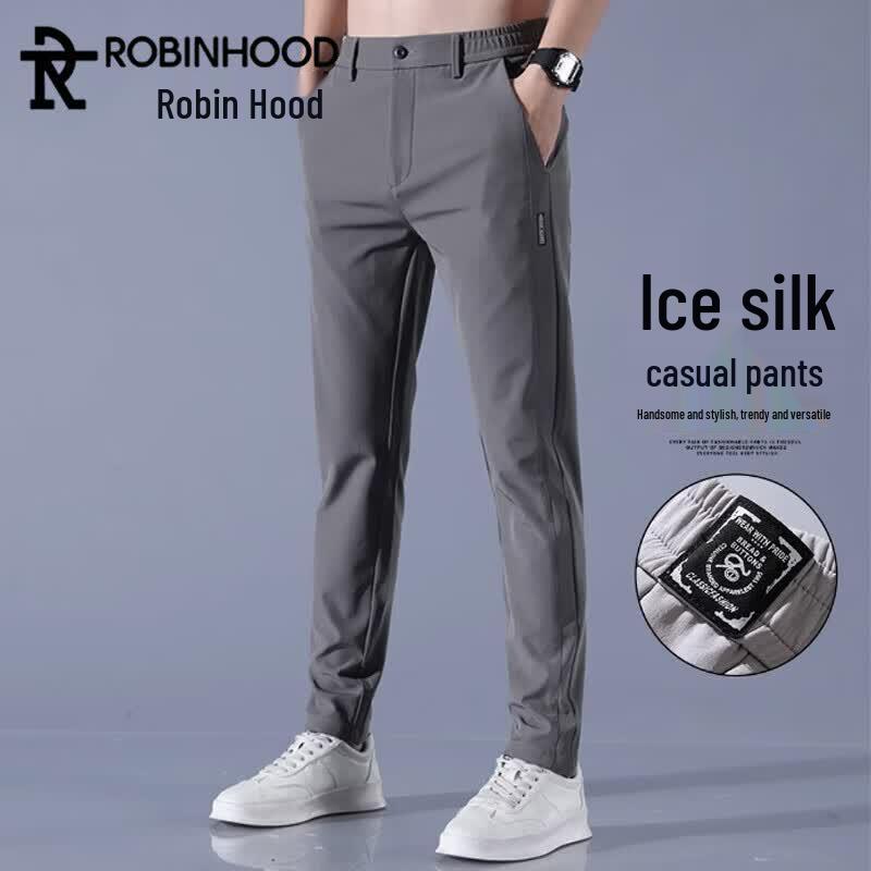 ROBINHOOD Men s Summer Ice Silk Quick-Dry Straight-Leg Pants 31