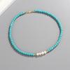 Natural Freshwater Pearl & Turquoise Bohemian Choker Necklace for Women