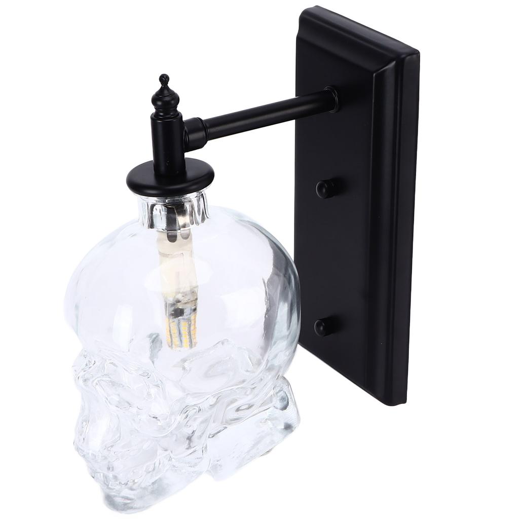 Vintage Wall Lamp Iron Glass Skull Shape Industrial Wall Mounted Light with G9 Bulb for Bedroom Corridor 110‑220V
