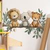 Animals On a Branch Wall Stickers, Lion Koala Tiger Self-Adhesive Decor for Nursery Kids Room Decoration