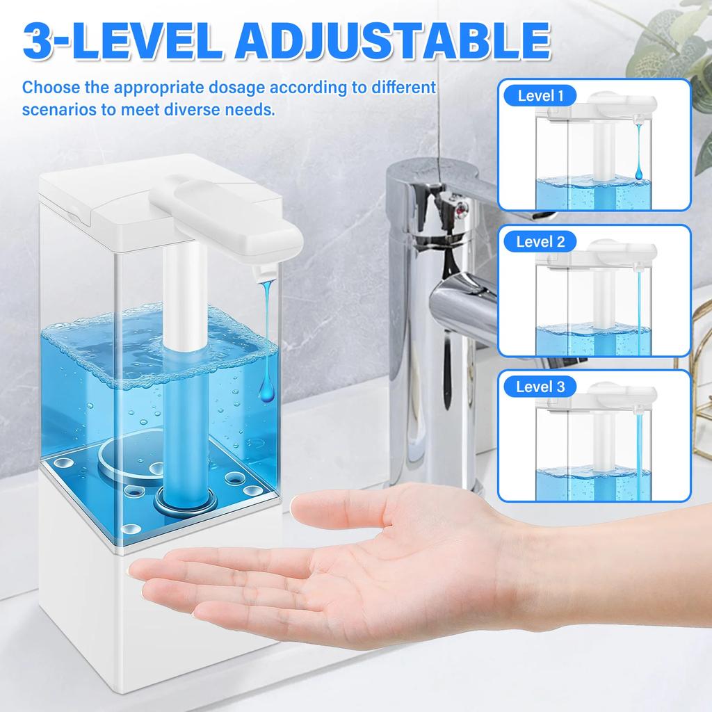 Automatic Soap Dispenser Touchless USB Rechargeable Smart Hand Sanitizer Body Wash Shampoo Applicable To Kitchen And Bathroom