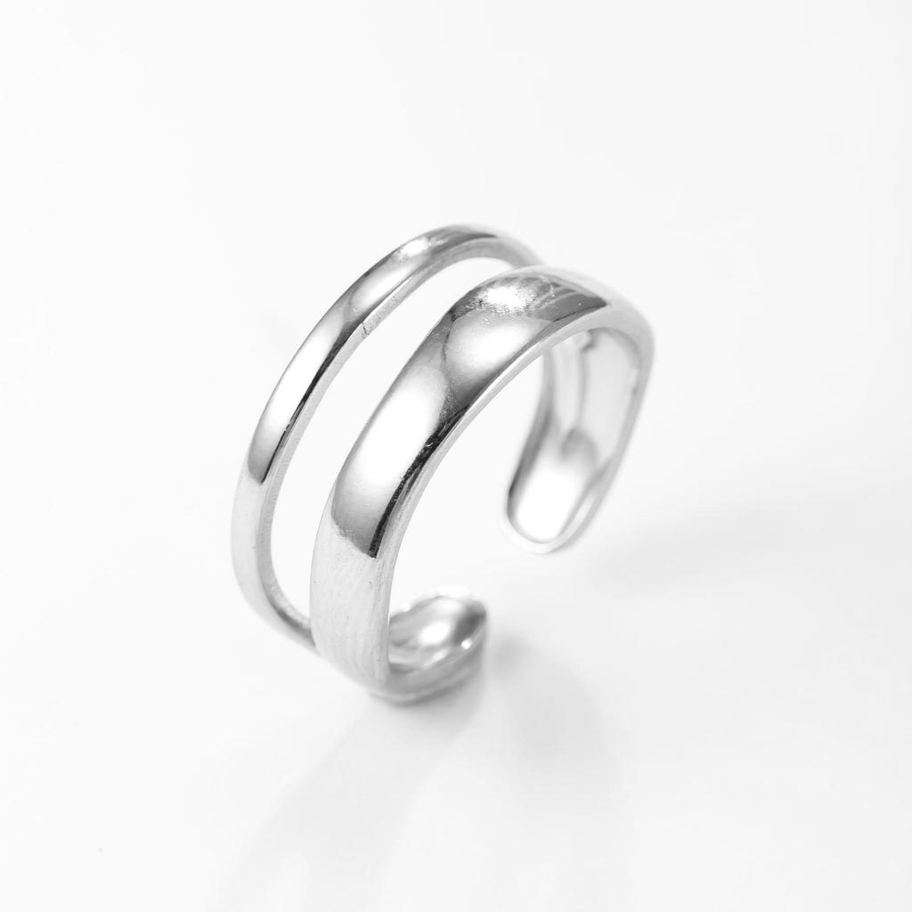 Ensemble de Bagues Croisées Empilables pour Homme en Acier Inoxydable - Bijoux Rétro en Acier Titane