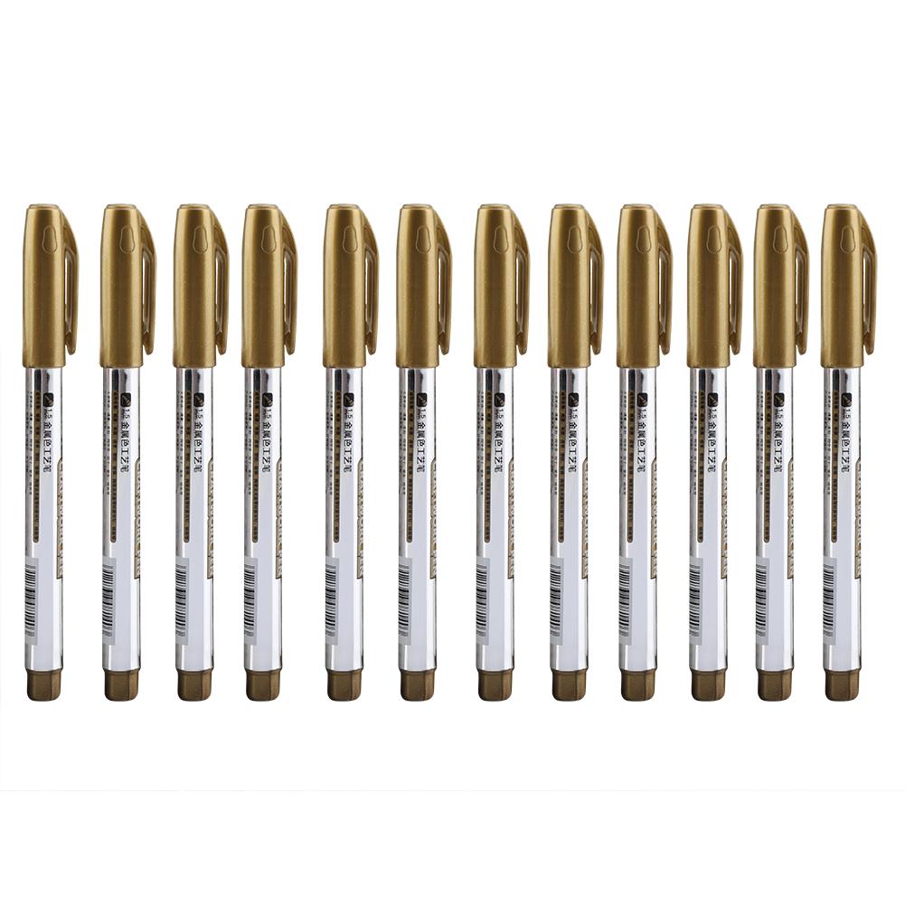 12Pcs Marking Pen Permanent Marker Greeting Cards Album Scrapbook   Writing Drawing (Golden)