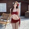 New sexy three-dimensional flower split swimsuit women's neck mesh pure desire bikini
