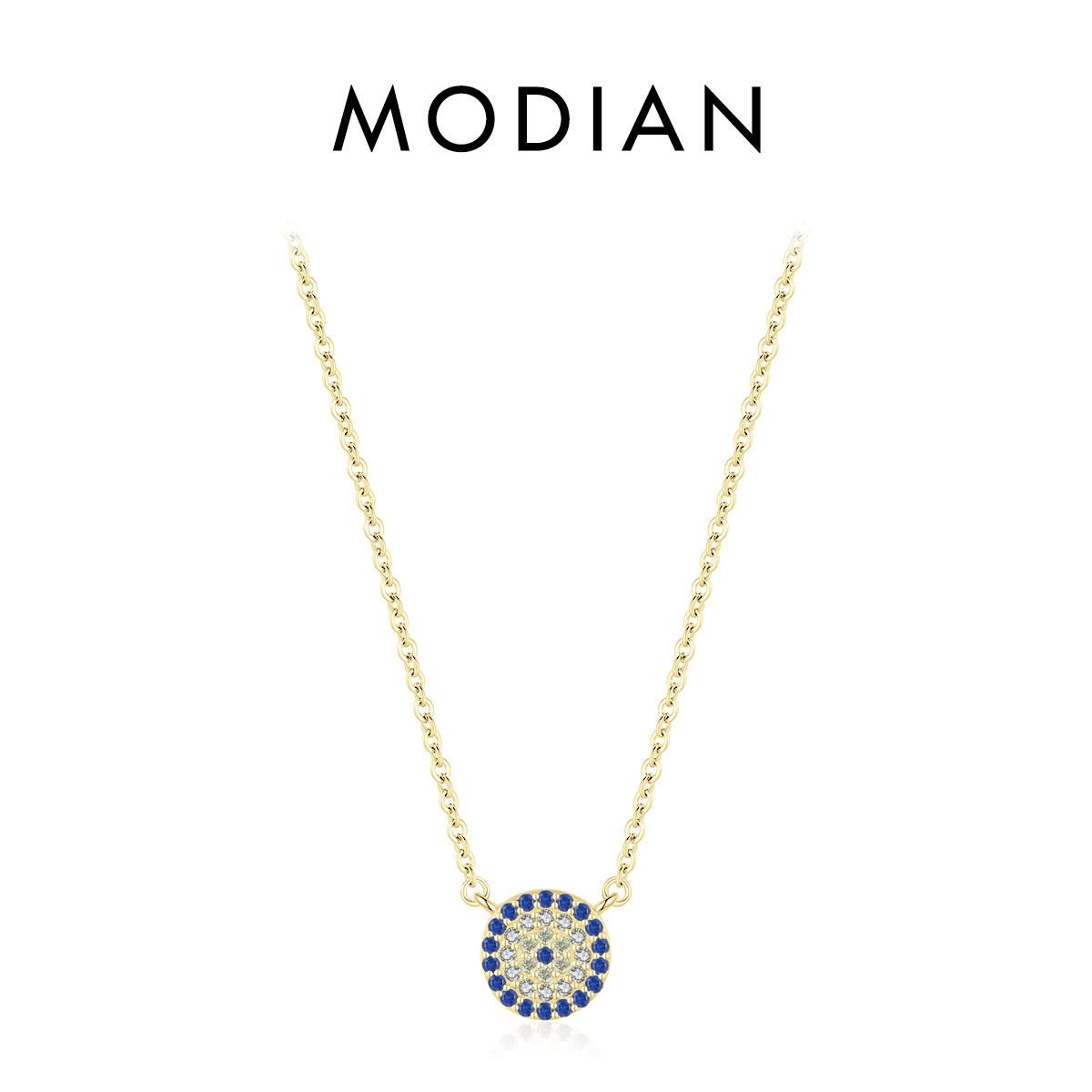 

MODIAN Срібло 925 проби Сліпучо-блакитне прозоре намисто CZ Кулон Ланцюжок для жінок Делікатний подарунок на день народження Вишукані ювелірні вироби золотий