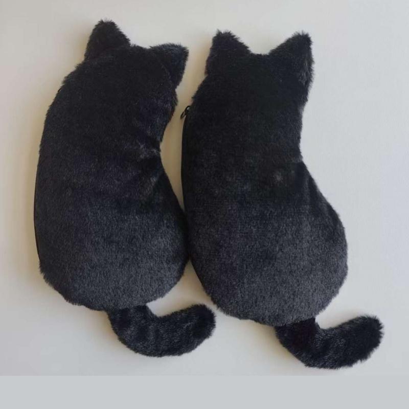 Cute Plush Cat Pencil Case, Stationery Box, Pencil Case, Plush Pencil Bag, Christmas Gift, Multiple Colors Available, White, Gray, Khaki, Black