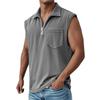 Men's Summer Solid Color Sports Zipper Lapel Vest Men's Sports Casual Vest